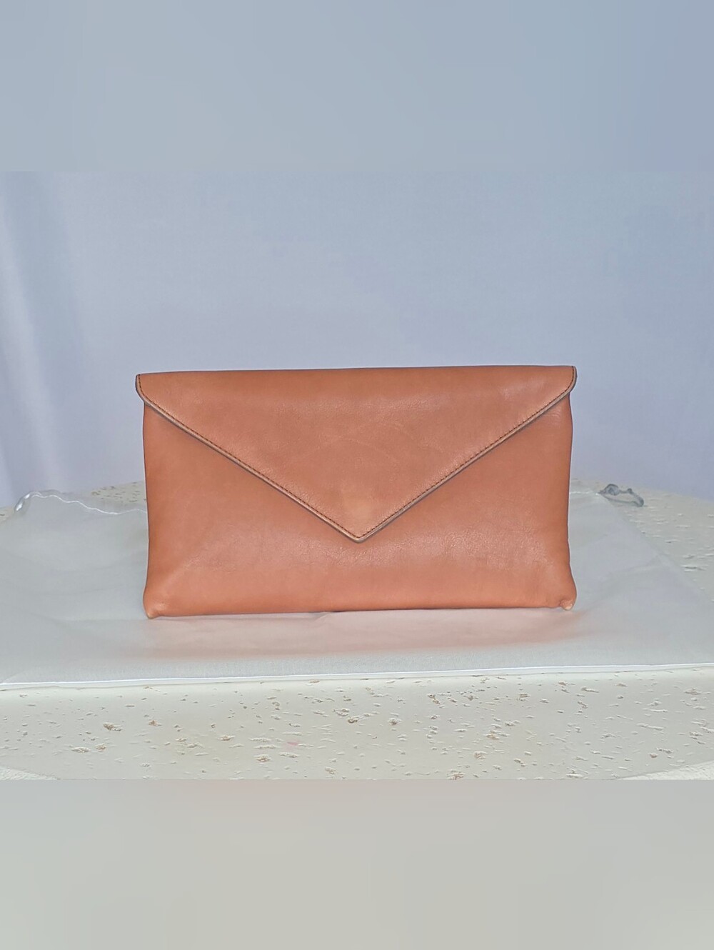 Vintage J.Crew Leather Stationery Envelope Clutch Bag w/Exterior Zipper Pocket